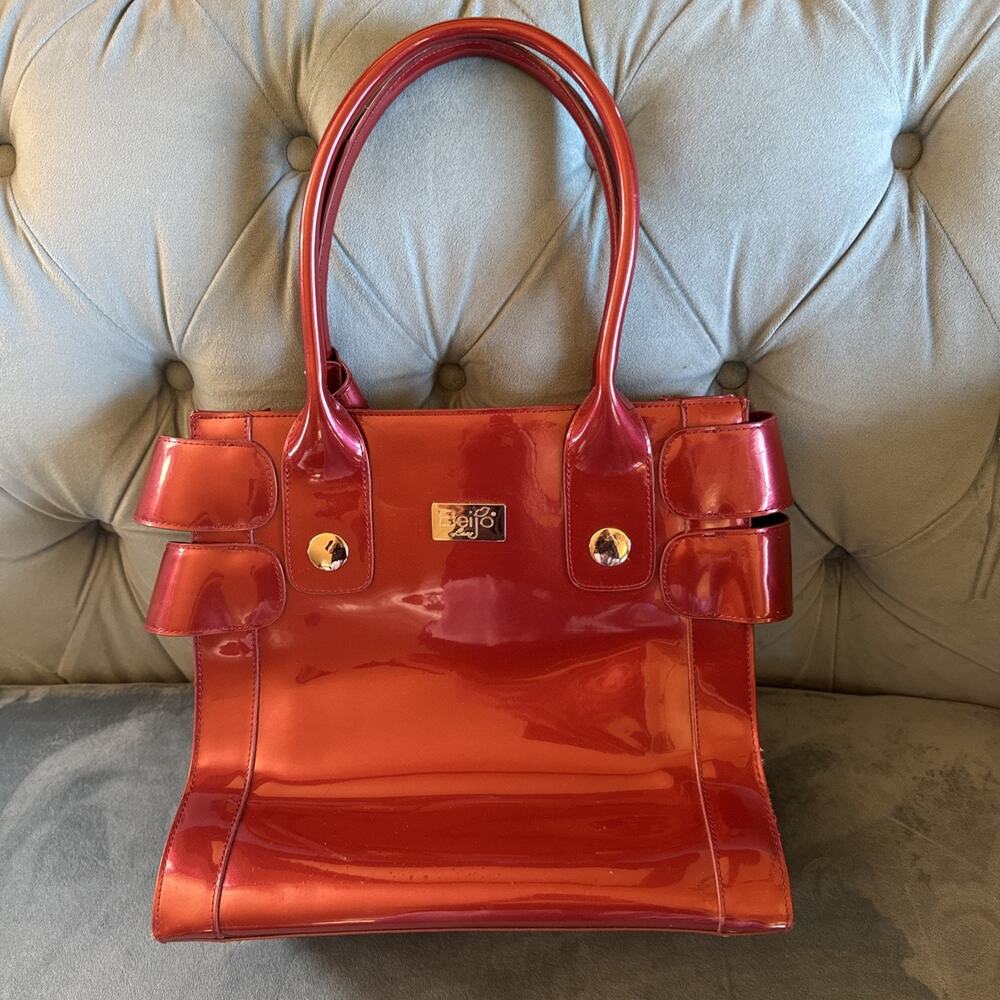 Beijo Business class Candy Apple Red "Patent" Y2K Hand bag tote by Susan Handley